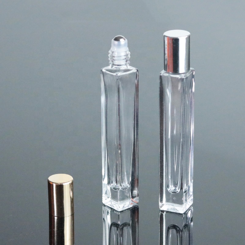High quality thick bottom roll on perfume bottle 10ml tall square glass roller bottle (NRB23)
