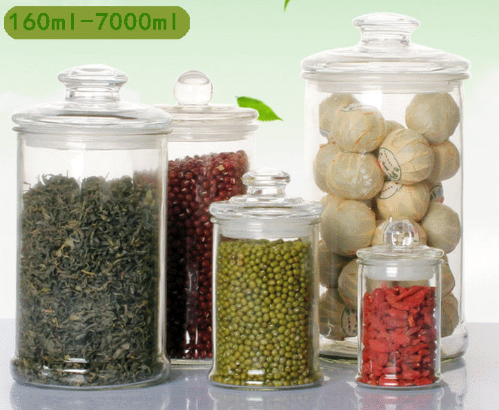 High quality transparent glass jars with sealed lid