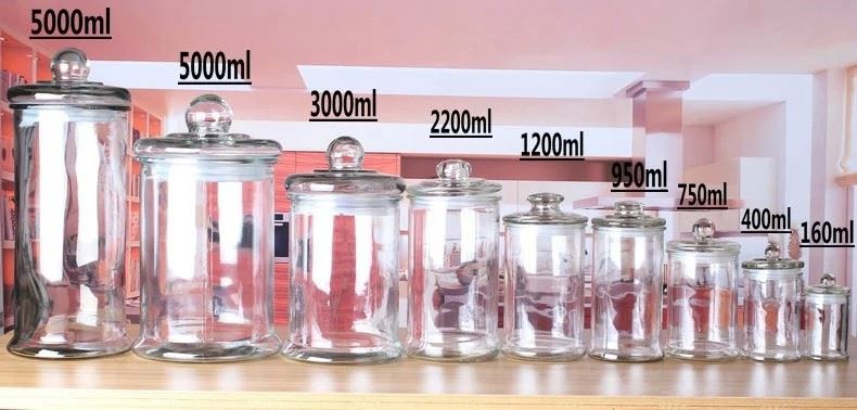 High quality transparent glass jars with sealed lid