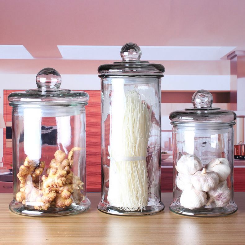 High quality transparent glass jars with sealed lid