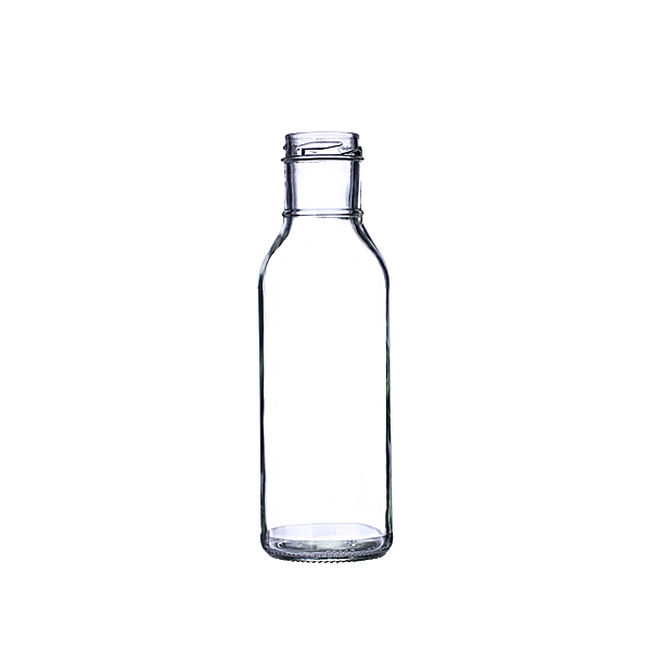High quality transparent ring neck 12oz glass sauce bottles