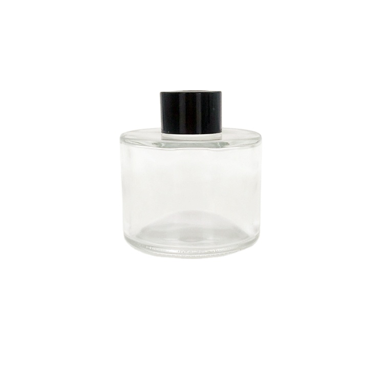 High quality transparent round square hexagon aromatherapy bottle glass jar with black plastic cap