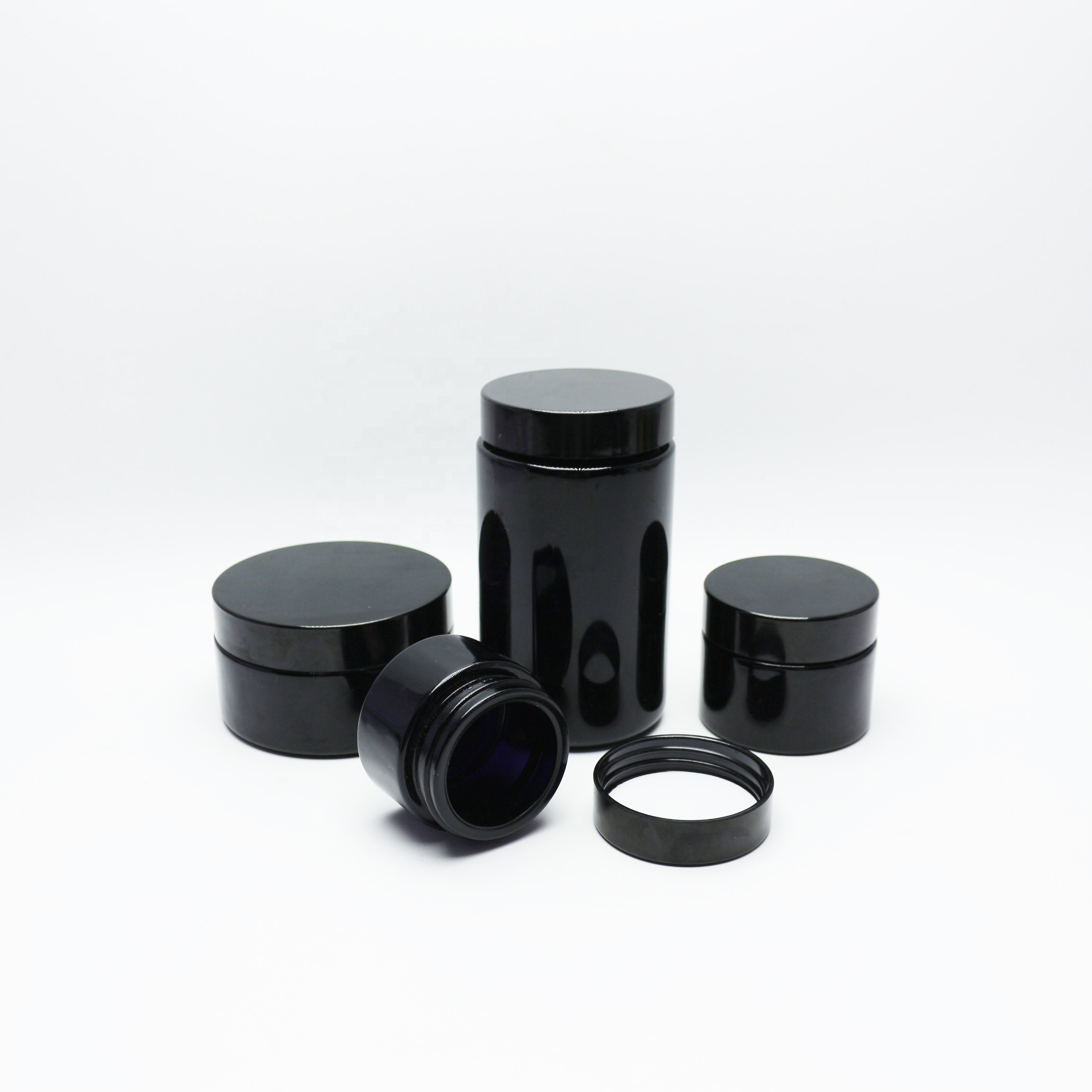 High quality uv glass jar 100ml dark violet glass jar with flat lid DVJ-05S
