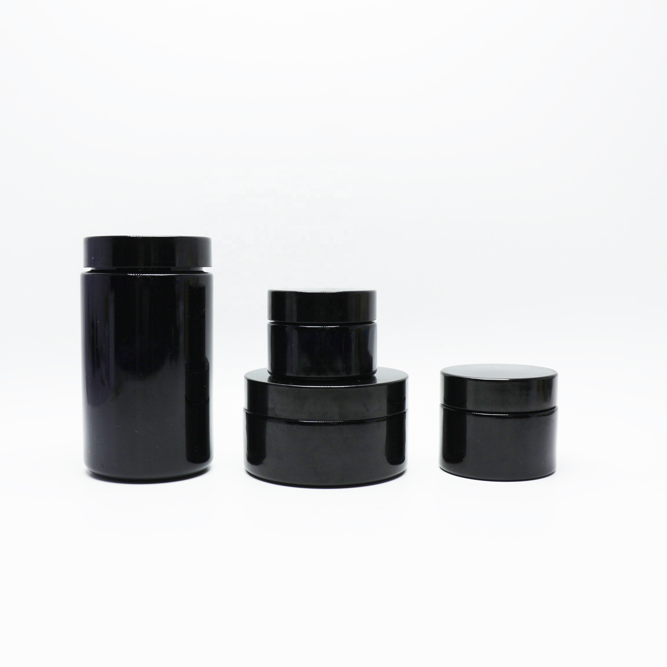High quality uv glass jar 100ml dark violet glass jar with flat lid DVJ-05S