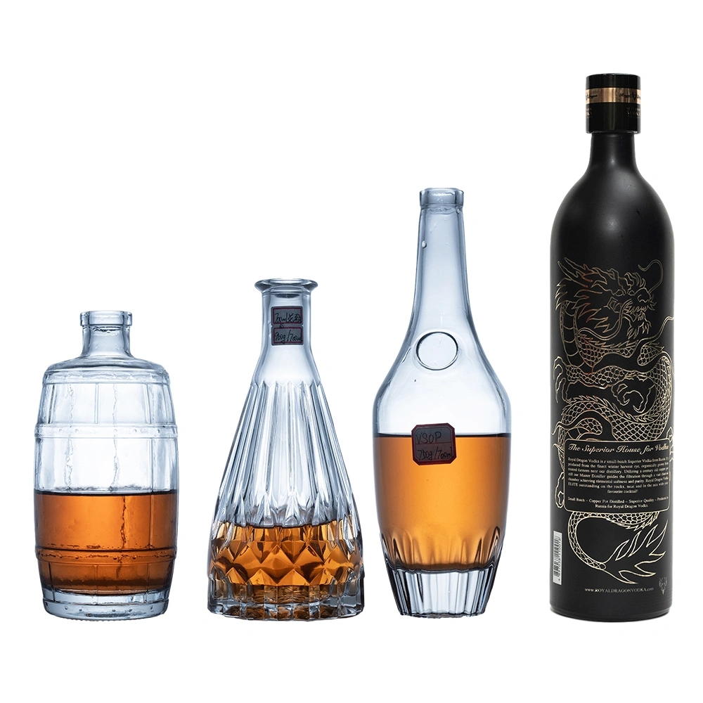 High quality whisky bottle 500ml 700ml 750ml bulk wine empty whisky rum brandy drink glass liquor bottles wholesale