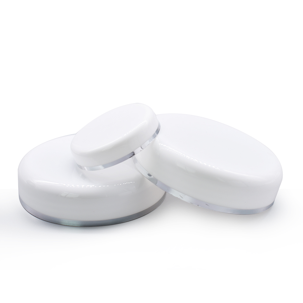 High quality white 100g pp plastic cream jars with silver edge