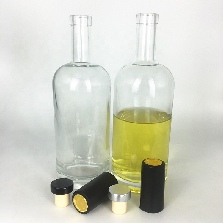 High quality white flint glass alcohol palm wine bottle 750ml with stopper