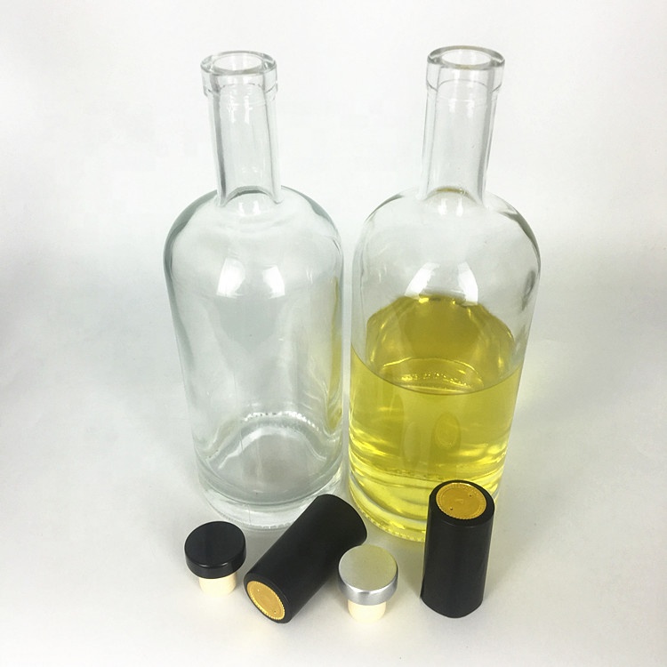 High quality white flint glass alcohol palm wine bottle 750ml with stopper