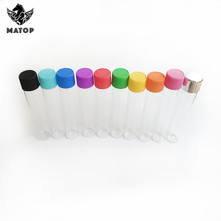 High thickness flat bottom heat resistant glass test tube with plastic screw cap