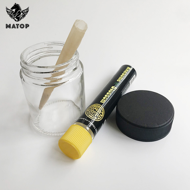 High transparency Food Storage Quadro Glass Weed Jar With screw cap