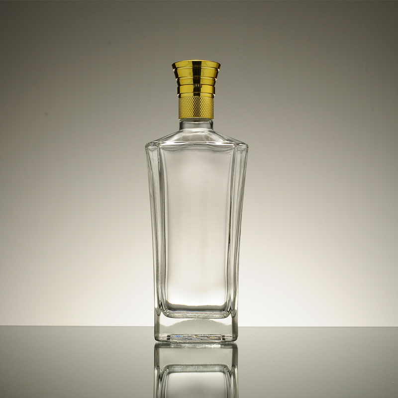 High transparent clear french square glass bottle 700ml 500ml / 250ml