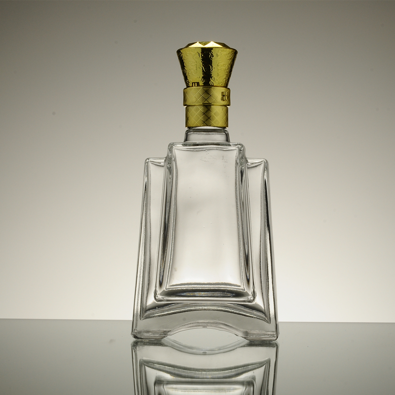 High transparent clear french square glass bottle 700ml 500ml / 250ml