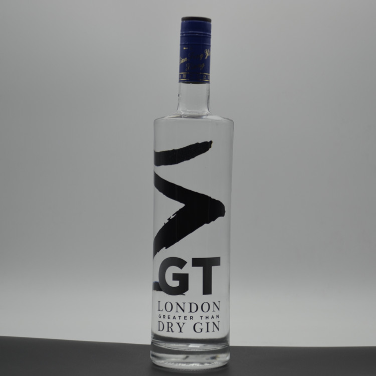 Highly quality luxury Custom round shoulder screen printing frosted white alcoholic liquor 750ml vodka glass bottle for liquor