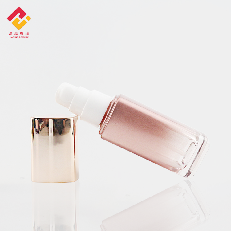 Hight quality cosmetic sets custom 50ml 120ml rose gold skin care oil lotion pump glass bottle for serum
