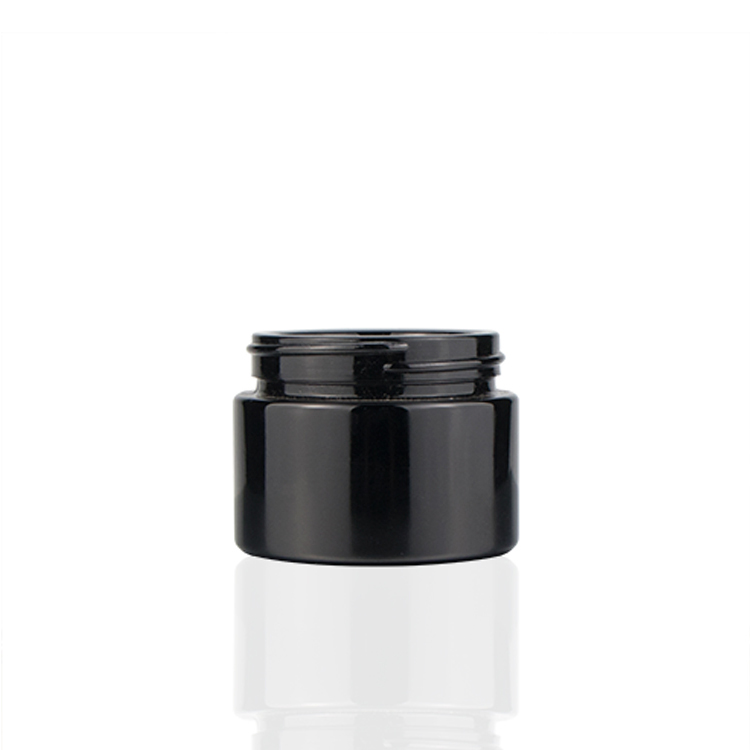 Hign end 15g 30g 50g 100g 200g round empty facial dark ultra violet glass cosmetic cream jars with black lid