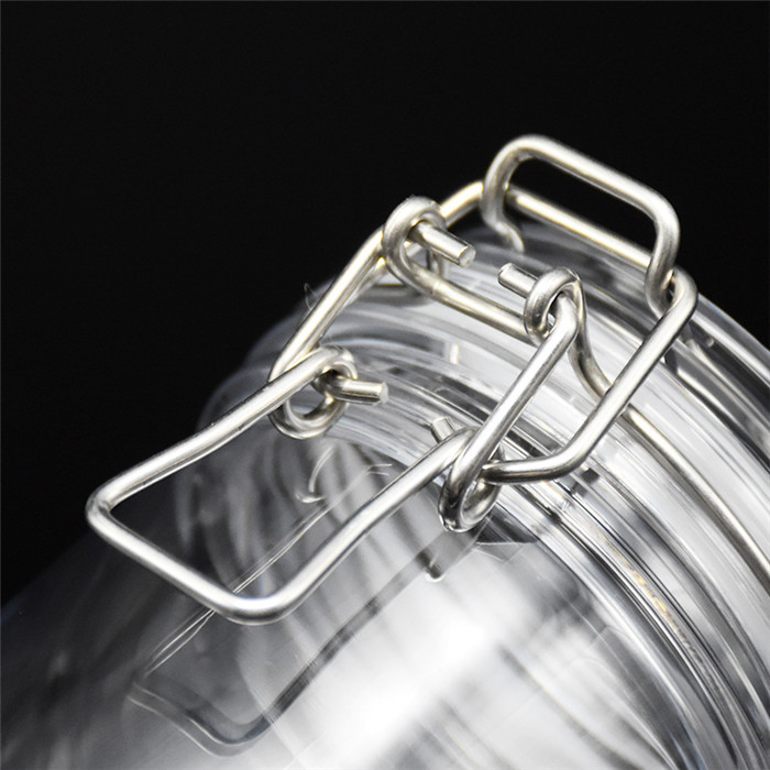 Hinged hermetically Sealed clamp bottle canister 100ml 200ml 250ml 500ml amber colored airtight plastic mason jars with lids