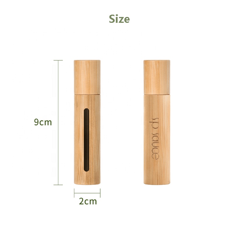 Hollow Window Bamboo Shell Clear Glass Roller Bottles Empty Refillable Essential Oil Roller Bottles