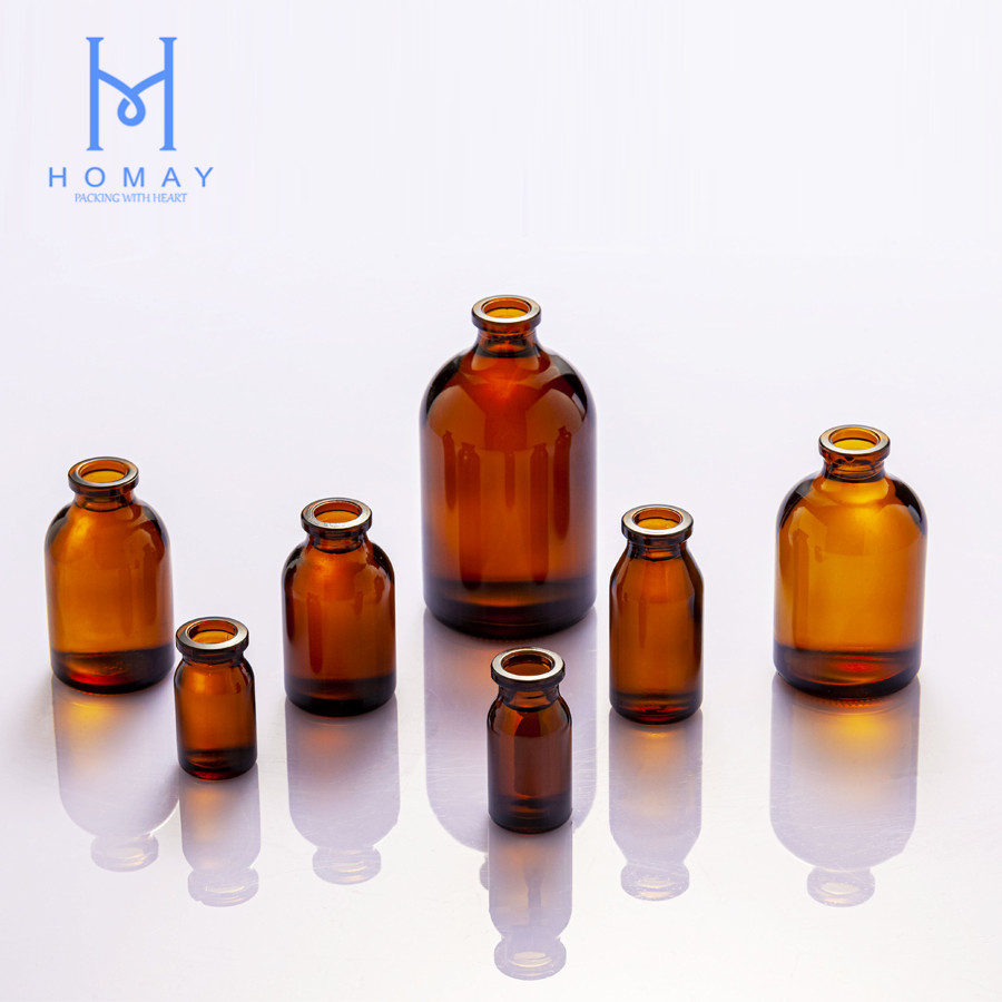 Homay offer pharmaceutical 50ml amber bottle molded glass injection vial