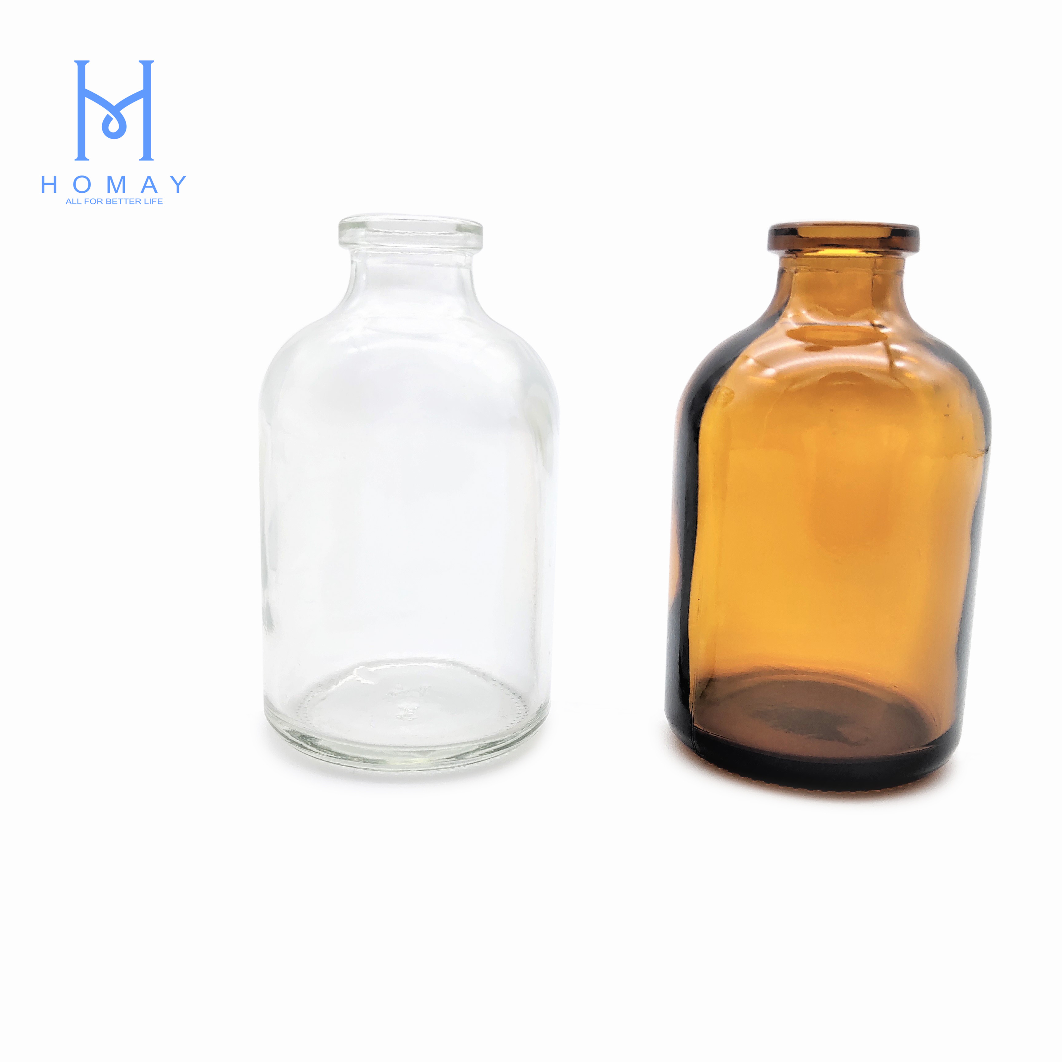 Homay offer pharmaceutical 50ml amber bottle molded glass injection vial