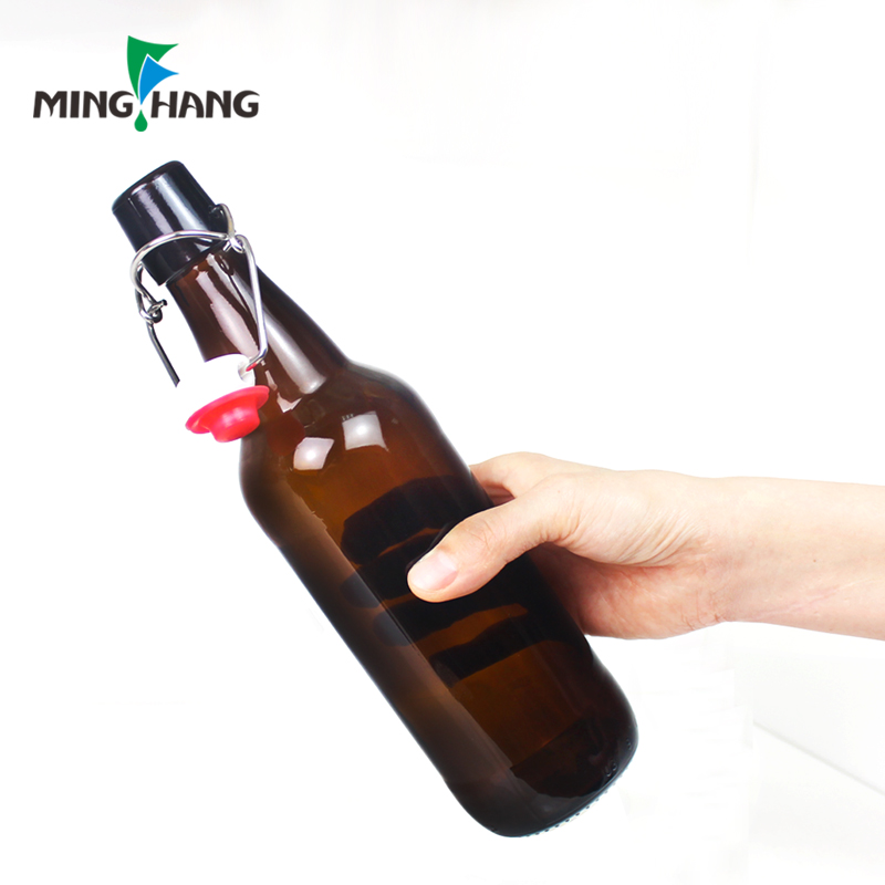 Home Brewing Glass Airtight Rubber Seal Amber 16 oz empty clear 500ml swing top Beer Bottle with Easy Wire Swing Cap