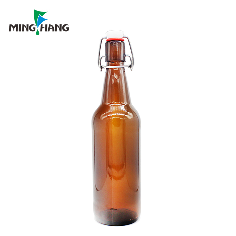 Home Brewing Glass Airtight Rubber Seal Amber 16 oz empty clear 500ml swing top Beer Bottle with Easy Wire Swing Cap