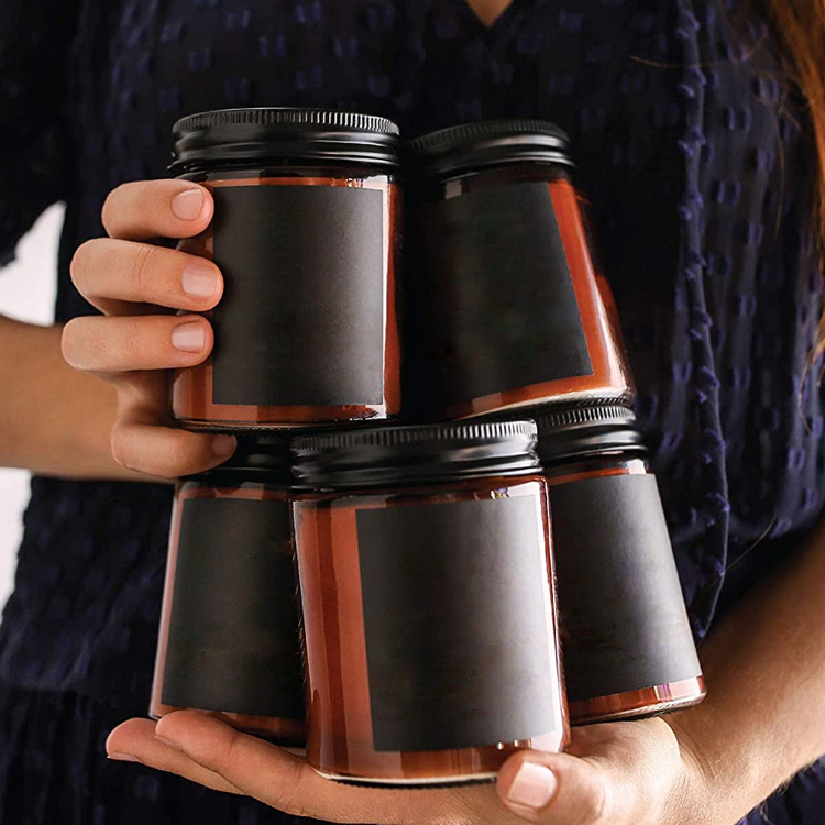 Home Decoration 24oz Empty Amber Painted Glass Candle Jar with Lid