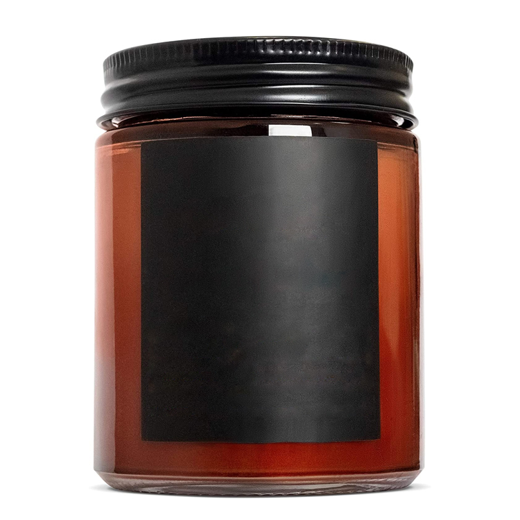 Home Decoration 24oz Empty Amber Painted Glass Candle Jar with Lid