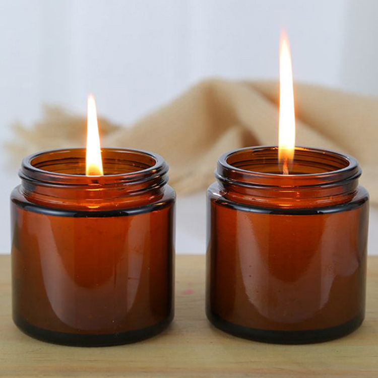 Home Decoration 24oz Empty Amber Painted Glass Candle Jar with Lid