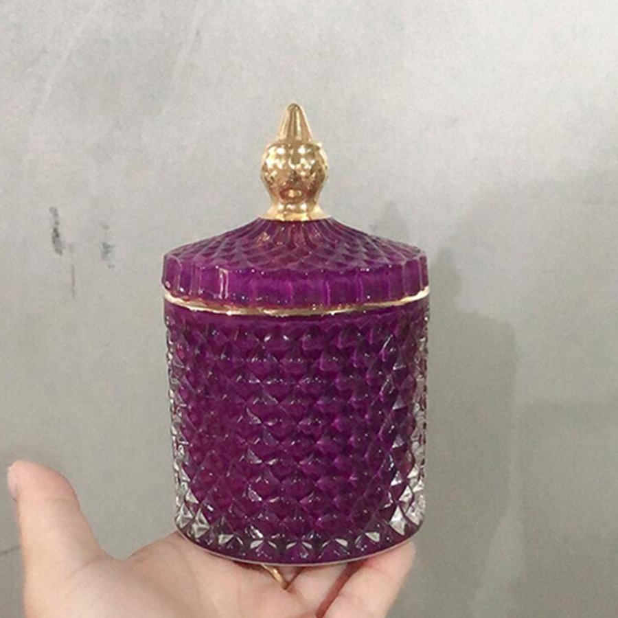 Home Decorative Candy Jar Candy Dish Candy Buffet Storage Container Clear Crystal Diamond Faceted Jar with Crystal Lid