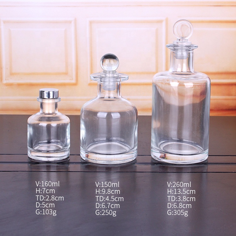 Home Fragrance Empty Round Perfume Reed Aroma Diffuser Glass Bottle
