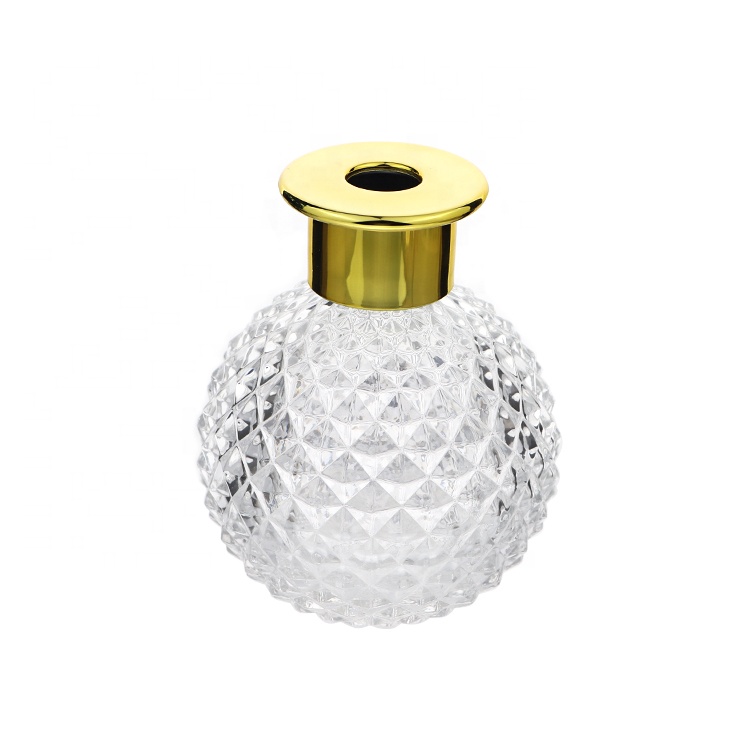 Home Round Aroma Oil Empty Glass Crystal Reed Diffuser Bottle 200ml