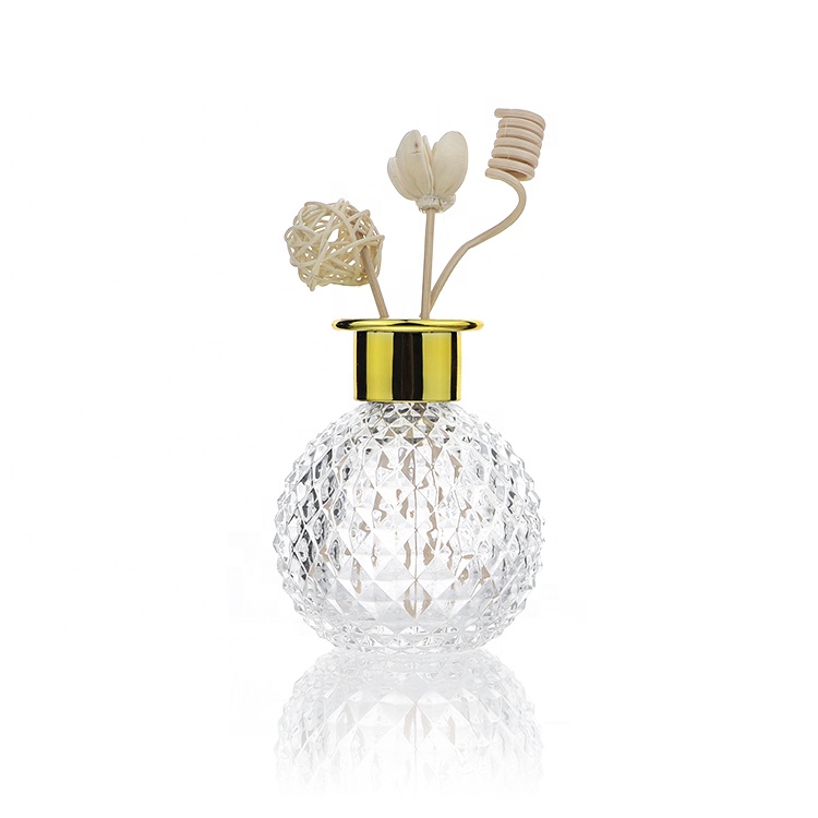 Home Round Aroma Oil Empty Glass Crystal Reed Diffuser Bottle 200ml