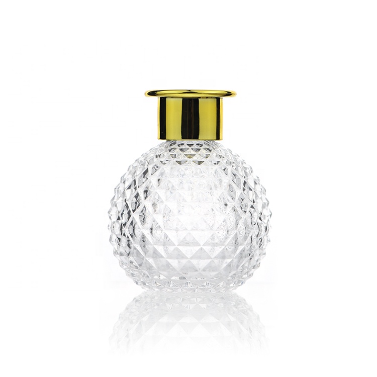 Home Round Aroma Oil Empty Glass Crystal Reed Diffuser Bottle 200ml