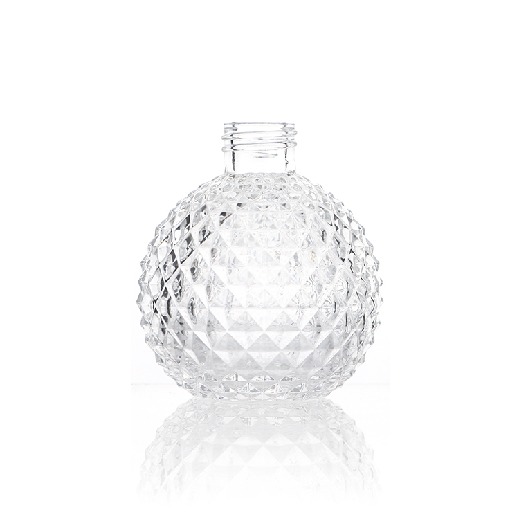 Home Round Aroma Oil Empty Glass Crystal Reed Diffuser Bottle 200ml