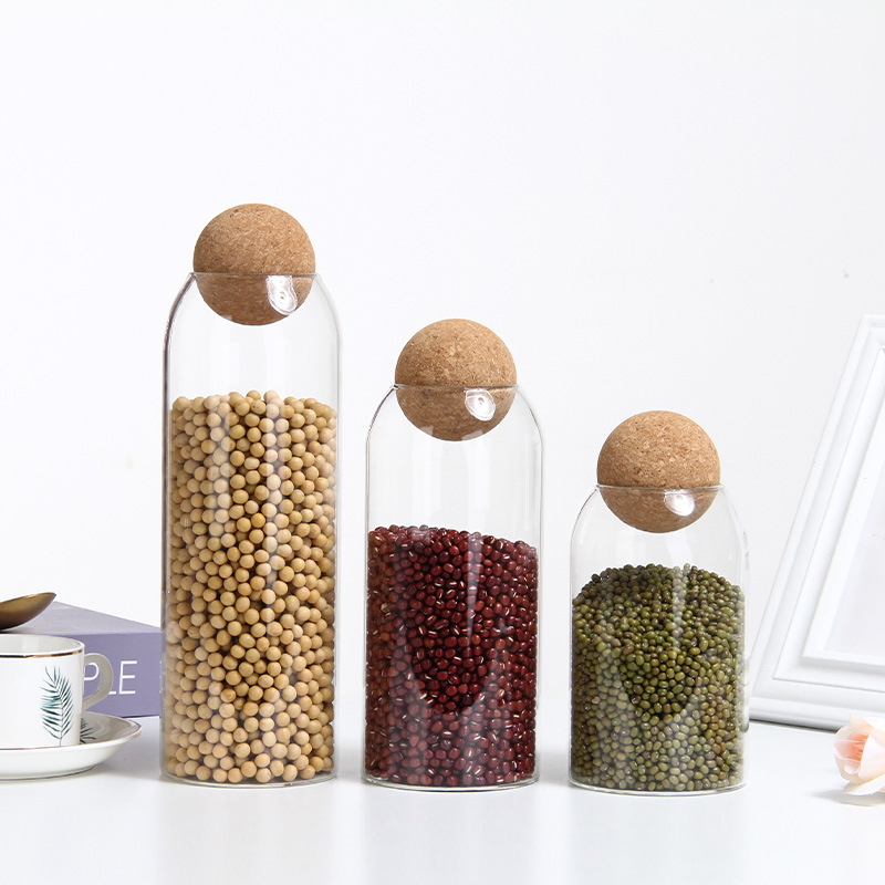 Home Use Glass Kitchen Canisters Ball Lids Clear Glass Food Storage Jar
