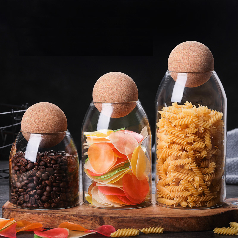 Home Use Glass Kitchen Canisters Ball Lids Clear Glass Food Storage Jar