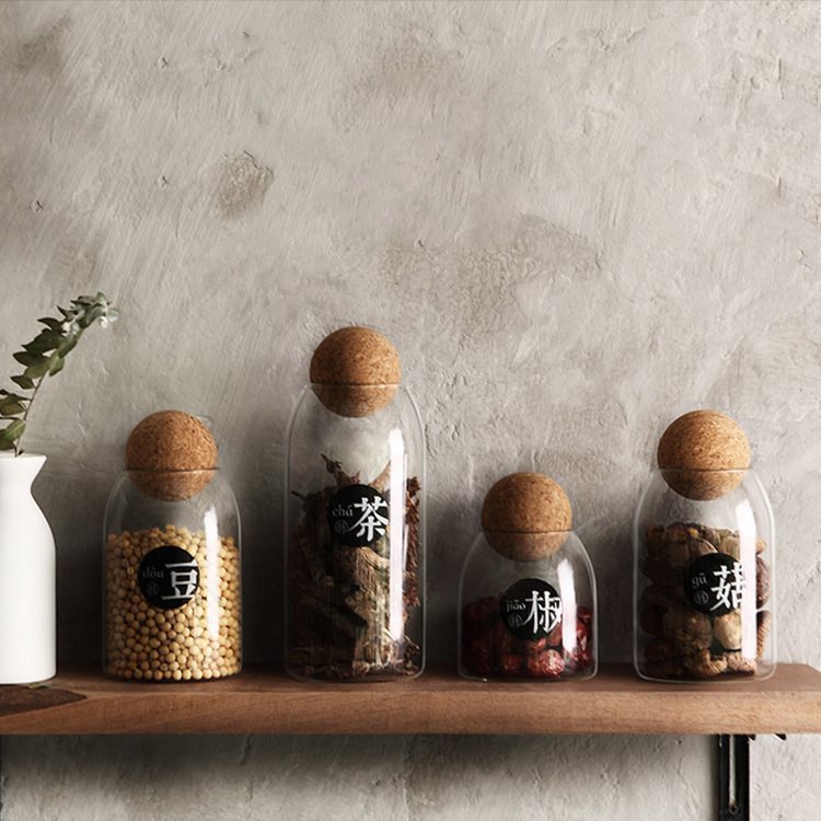 Home Use Glass Kitchen Canisters Ball Lids Clear Glass Food Storage Jar