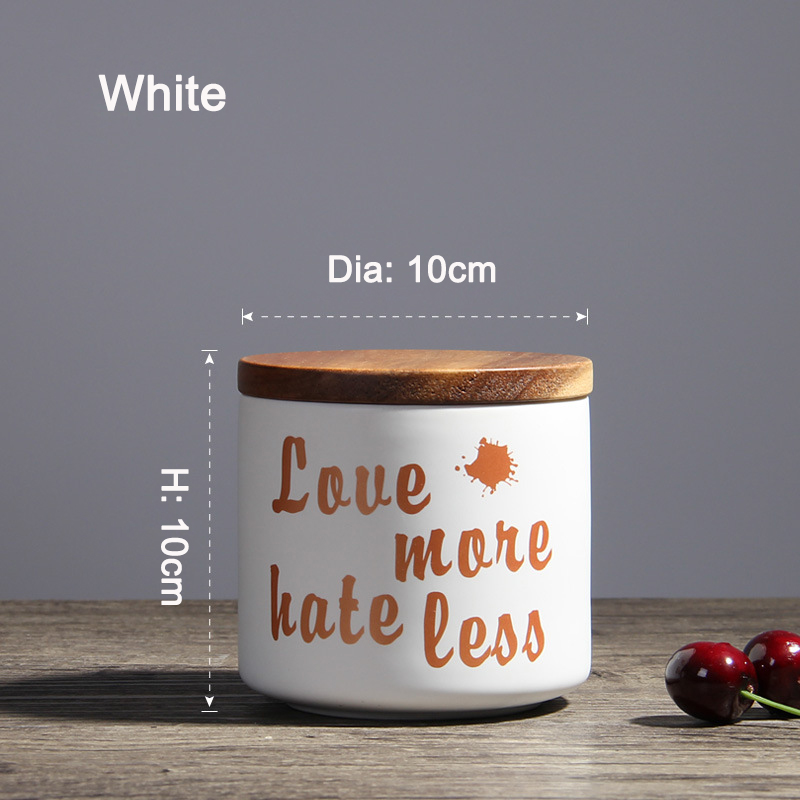 Home decor Nordic ceramic wooden lid airtight jar/Dried fruits grains tea food storage jar