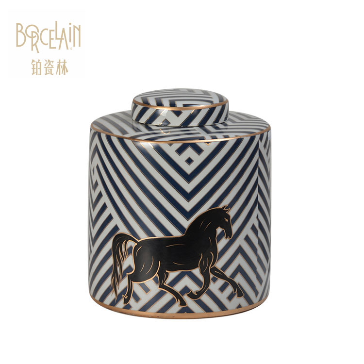 Home decoration luxury modern wholesale white ceramic storage container jar