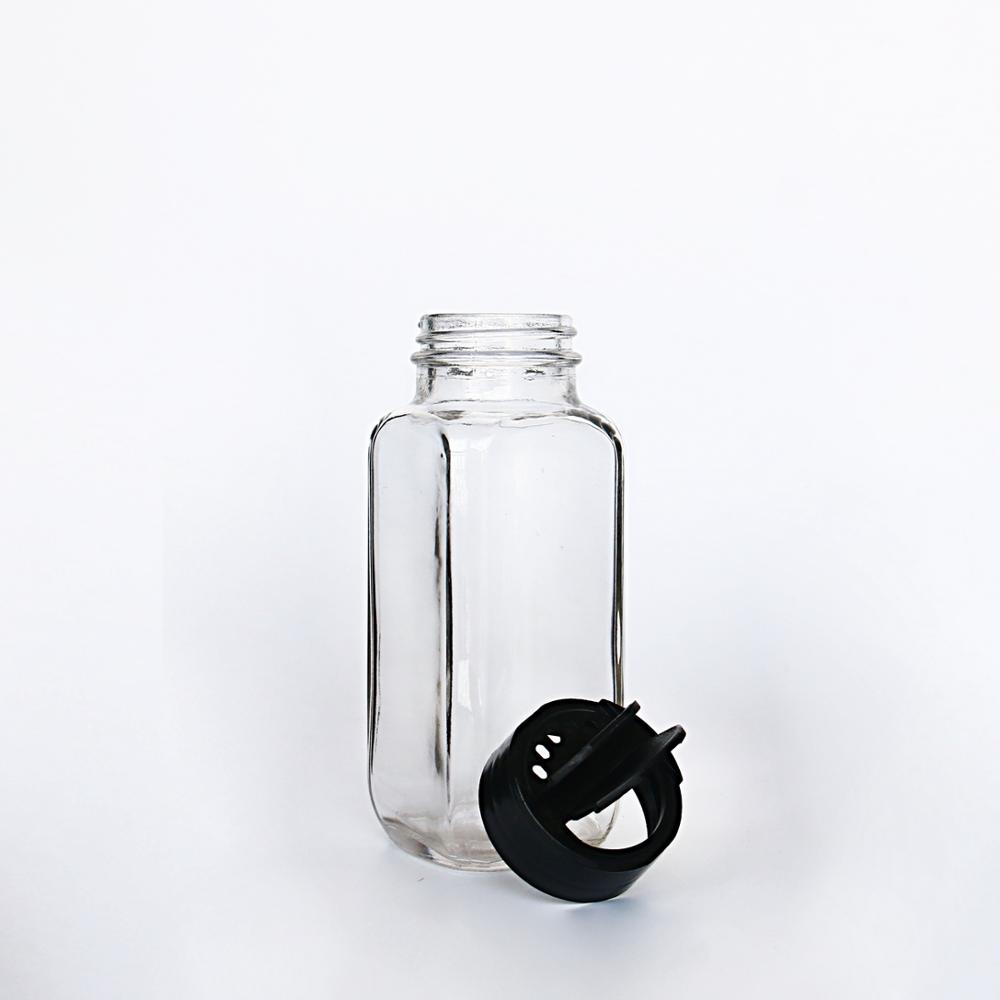 Homeland 100ml 250ml Square Spice Jar for Salt and Black pepper with plastic spice caps Wholesale