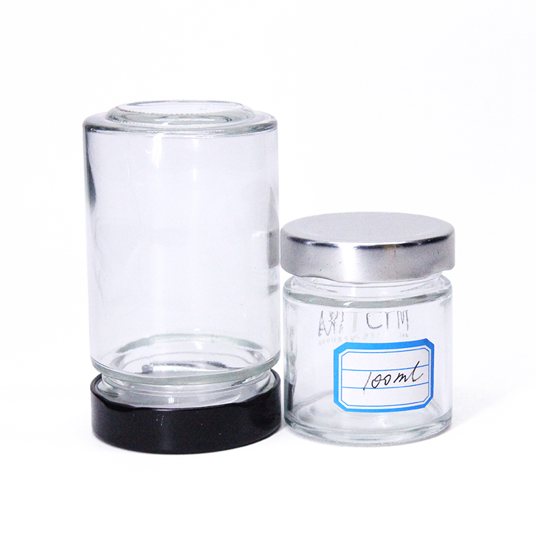 Honey Packaging Jar 250ml Wide Mouth Clear Sauce Glass Jars With Sliver Black Gloden White Lids