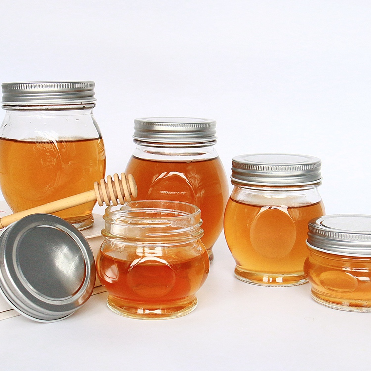 Honey  glass jars 125g with Alnuinm Cover lids Good Sealing Round Shape Jelly Muth Honey Jars for Food Storage Packaging
