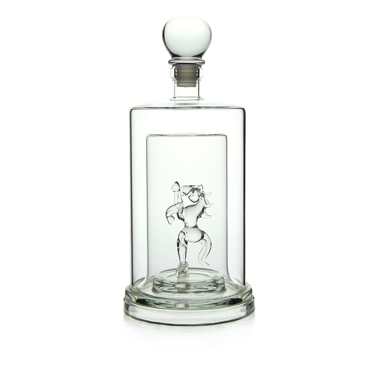 Horse Shaped Double Wall Glass Bottle Whiskey Bottle