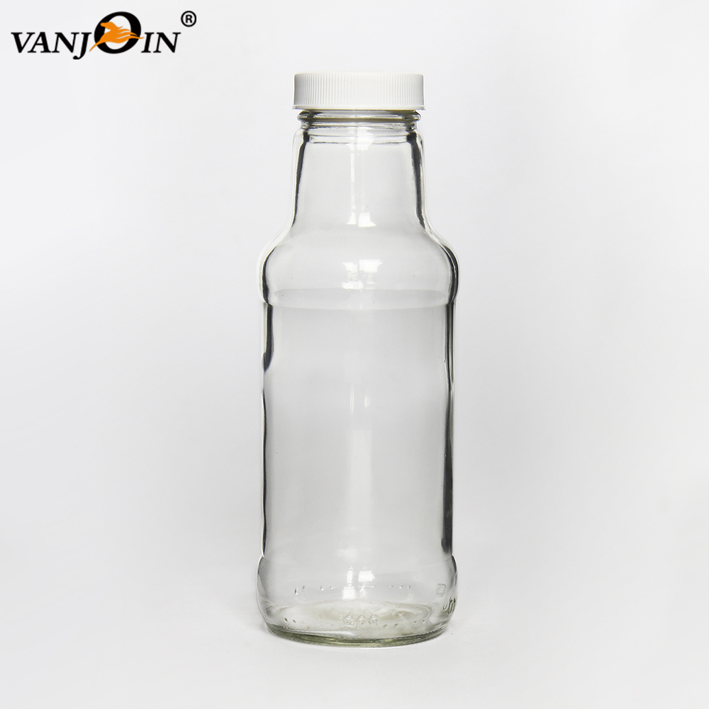 Hot 150ml 300ml 320ml 370ml 500ml Round Glass Sauce Bottles WIth Lids for Oil Vinegar Syrup Salad Dressing