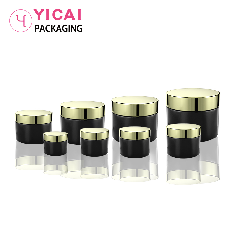 Hot 1OZ 2OZ 3OZ 4OZ 5OZ 8OZ Empty Jar Matte Black PET Cosmetic Plastic Jars with Rose Gold Lid for Body Butter Container