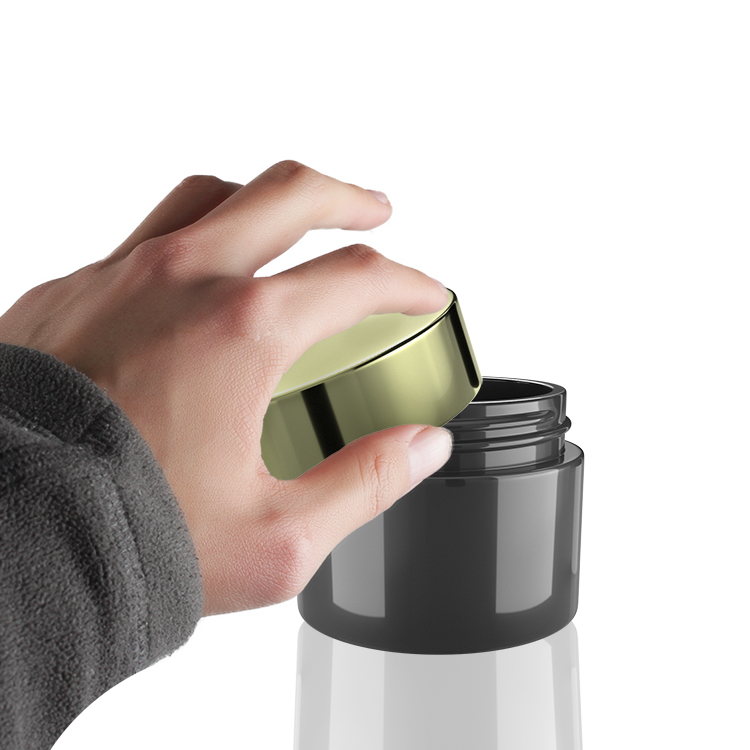 Hot 1OZ 2OZ 3OZ 4OZ 5OZ 8OZ Empty Jar Matte Black PET Cosmetic Plastic Jars with Rose Gold Lid for Body Butter Container