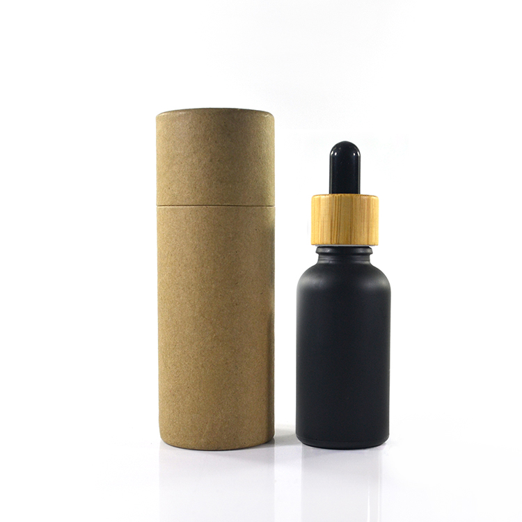 Hot 5ml 10ml 15ml 20ml 30ml 50ml 60ml 100ml bamboo cap essential oil bottle matte black red frosted glass bamboo dropper bottle