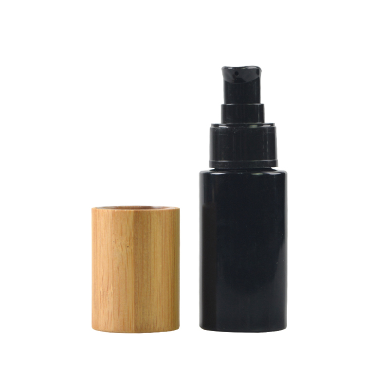Hot 5ml 10ml 15ml 20ml 30ml 50ml 60ml 100ml bamboo cap essential oil bottle matte black red frosted glass bamboo dropper bottle