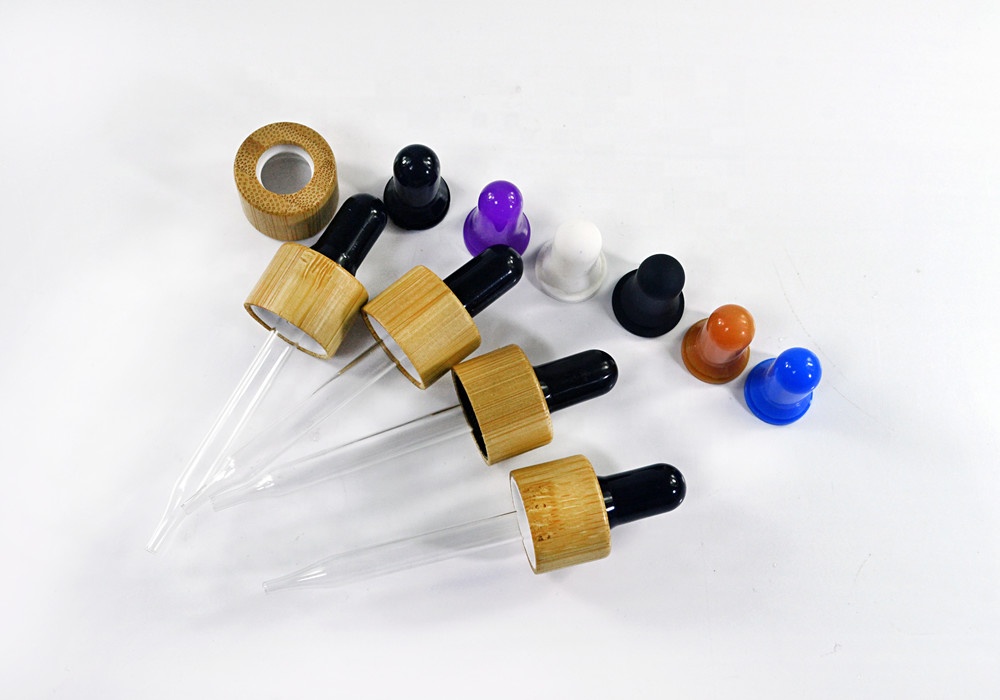 Hot 5ml 10ml 15ml 20ml 30ml 50ml 60ml 100ml bamboo cap essential oil matte black red frosted glass bamboo dropper bottle