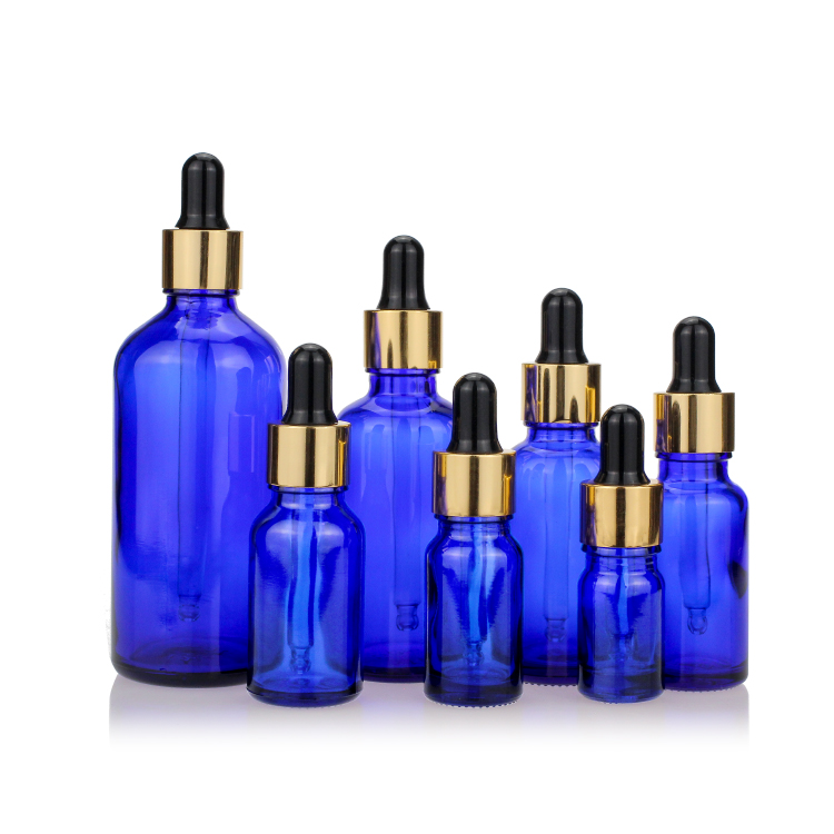 Hot Cheap Empty Essential Oil Bottle Cobalt Blue Glass Bottle Dropper Bottle 30ml With Dropper And Black Cap Wholesale For Sale